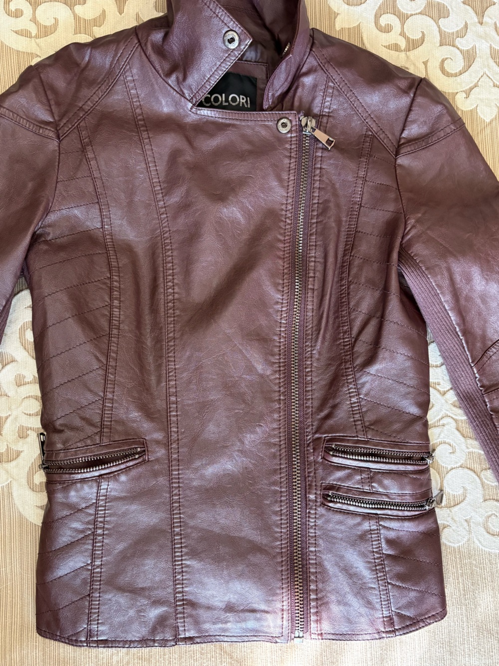 Women’s Brownish Red Faux Leather Jacket